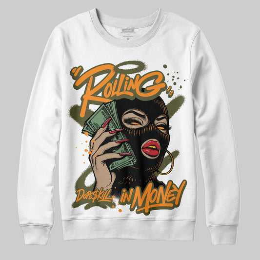 Olive Sneakers DopeSkill Sweatshirt Rolling in Money Graphic Streetwear - White