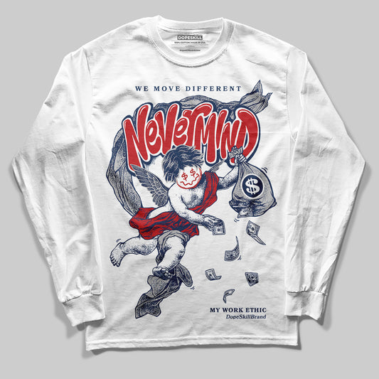 Jordan 4 SB “Summit White/Navy” DopeSkill Long Sleeve T-Shirt Nevermind Graphic Streetwear - White