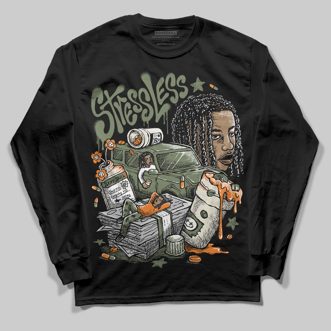 Jordan 4 Retro OG SP Undefeated (2025) DopeSkill Long Sleeve T-Shirt Stressless Graphic Streetwear - Black