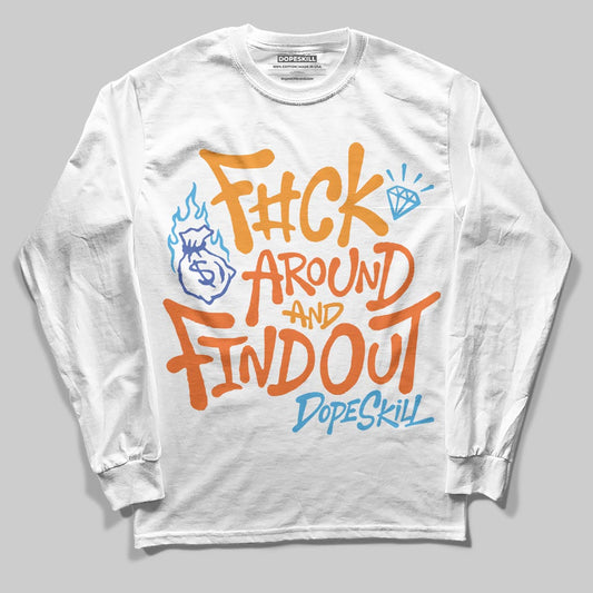 Orange, Black and White Sneakers DopeSkill Long Sleeve T-Shirt F#ck Around And Find Out Graphic Streetwear - White