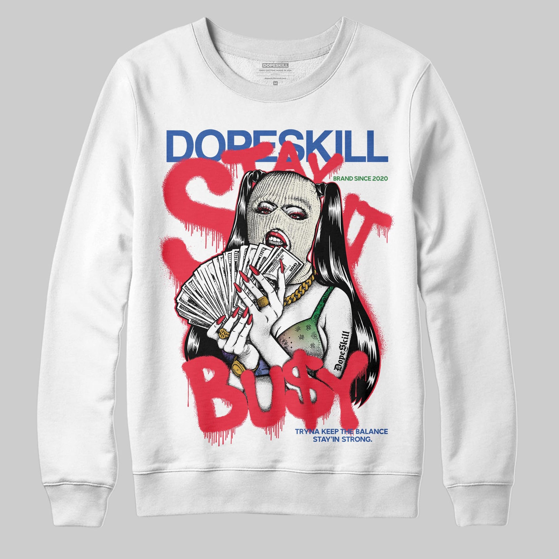 Jordan 11 Retro 285 Atlanta DopeSkill Sweatshirt Stay It Busy Graphic Streetwear - White