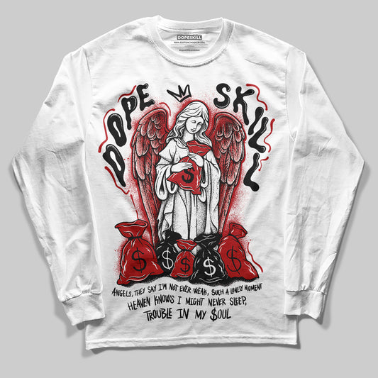 Jordan 12 Retro Flu Game (2025) DopeSkill Long Sleeve T-Shirt Angels Graphic Streetwear - White