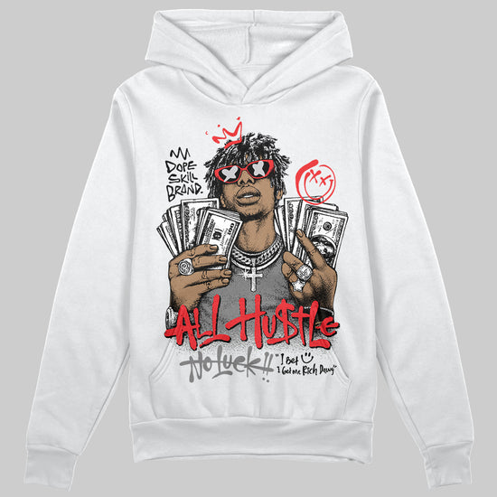 Grey Sneakers DopeSkill Hoodie All Hustle No Luck Graphic Streetwear - White 
