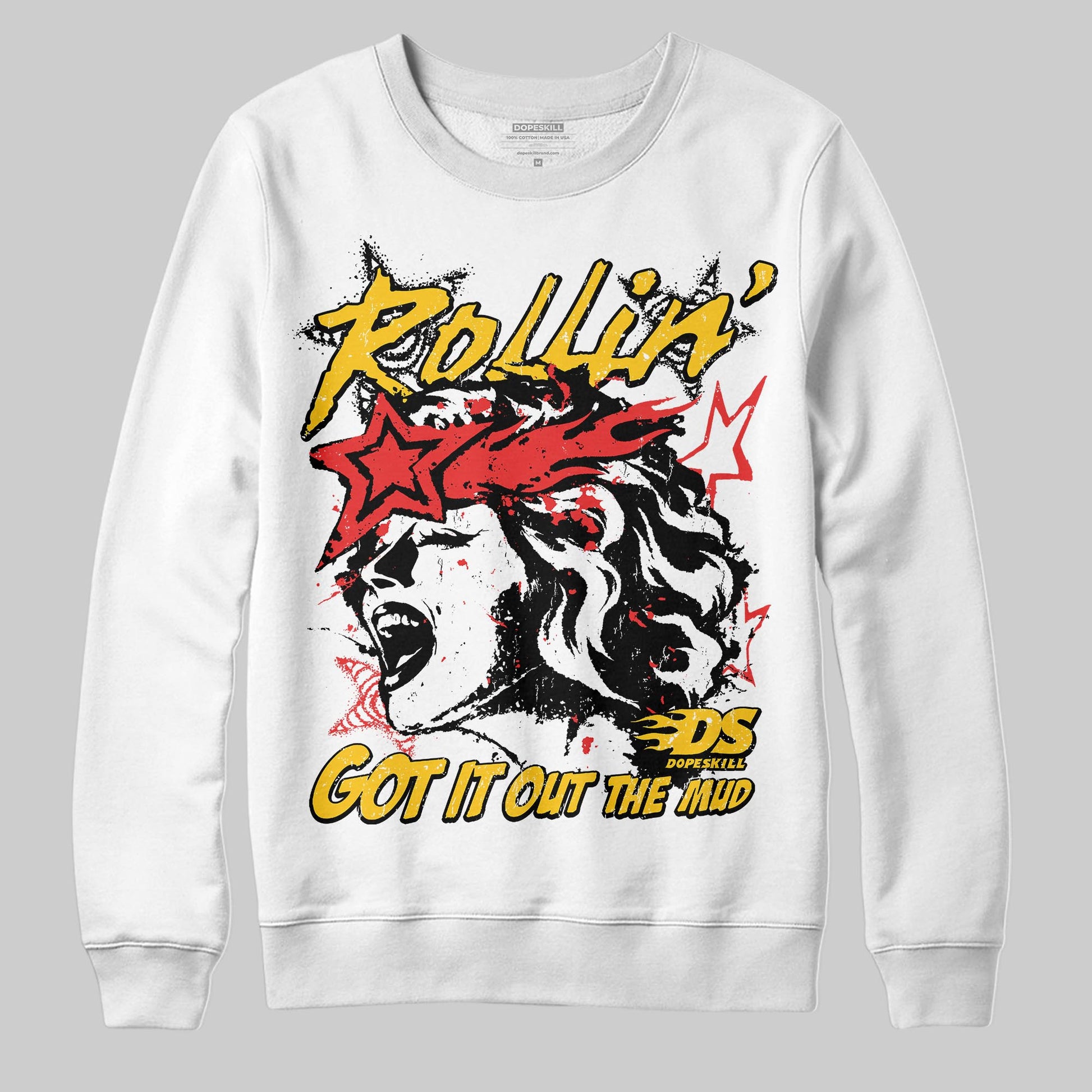 Yellow Sneakers DopeSkill Sweatshirt Got It Out The Mud Graphic Streetwear - White