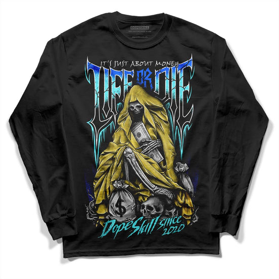 Jordan 5 Aqua DopeSkill Long Sleeve T-Shirt Life or Die Graphic Streetwear - Black