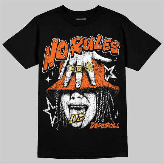 Orange, Black and White Sneakers DopeSkill T-Shirt No Rules Graphic Streetwear - Black 