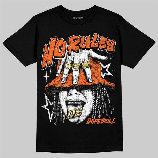 Orange, Black and White Sneakers DopeSkill T-Shirt No Rules Graphic Streetwear - Black 