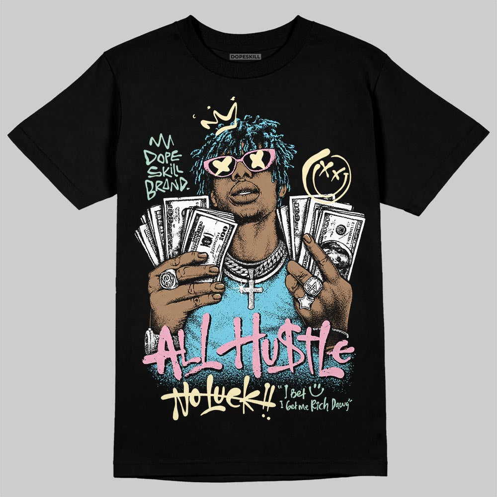 SB Dunk Low Verdy Visty DopeSkill T-Shirt All Hustle No Luck Graphic Streetwear - Black
