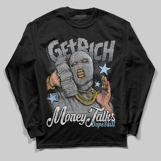 Jordan 5 Retro Wolf Grey (2026) DopeSkill Long Sleeve T-Shirt Get Rich Graphic Streetwear - Black