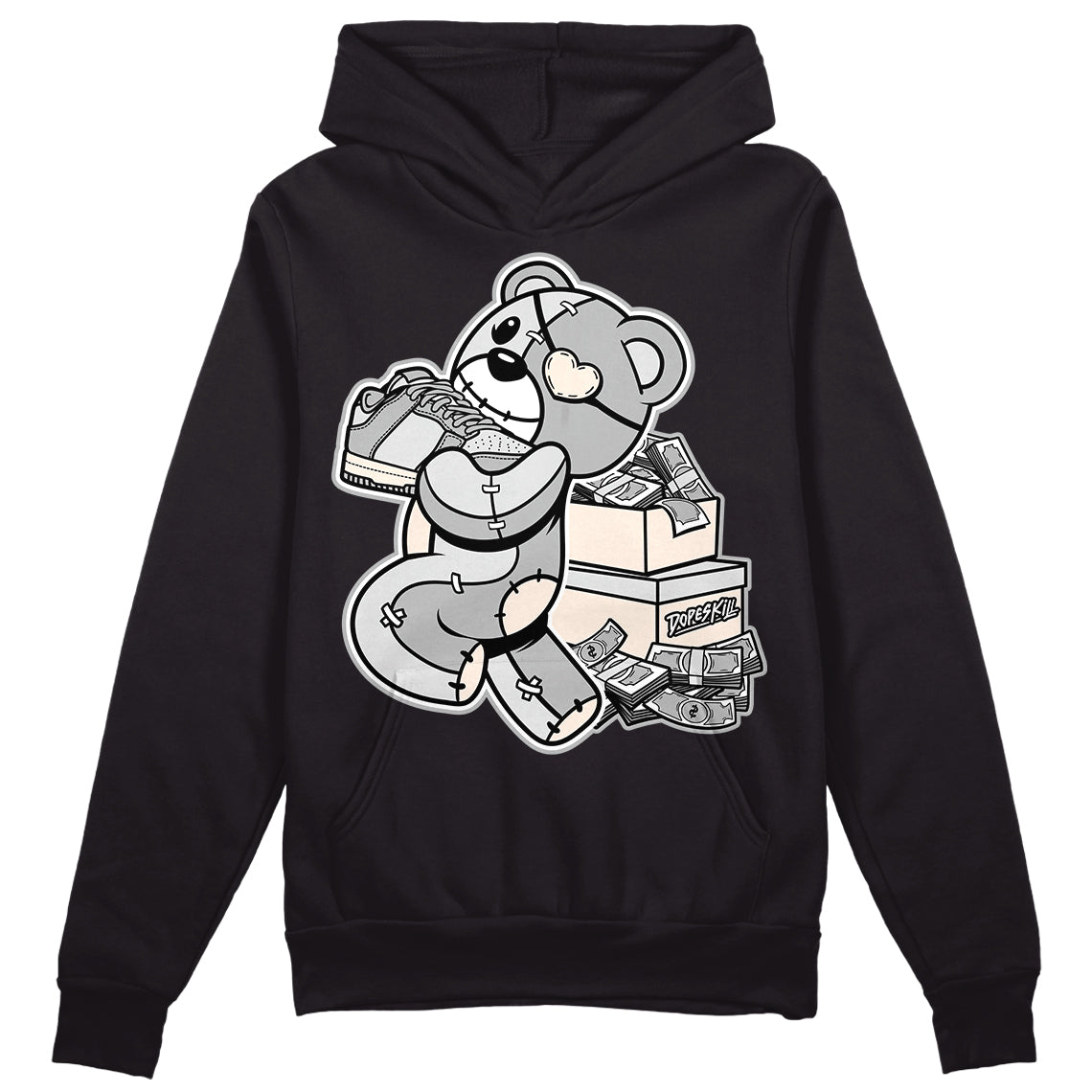 Dunk Low Cool Grey DopeSkill Hoodie Sweatshirt Bear Steals Sneaker Graphic Streetwear - Black