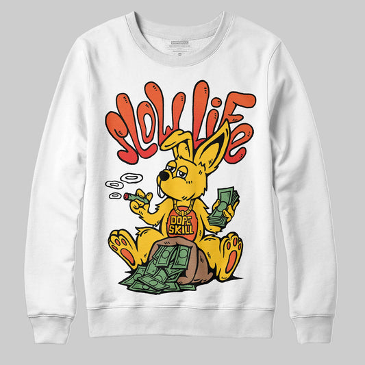 Yellow Sneakers DopeSkill Sweatshirt Slow Life Graphic Streetwear - White 
