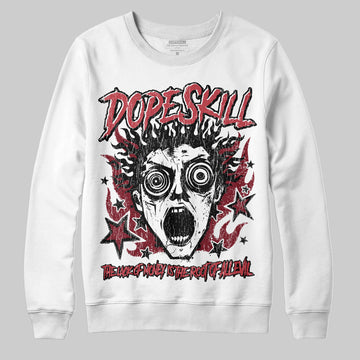 Jordan 4 “Sierra Red" DopeSkill Sweatshirt Root of Evil Graphic Streetwear - White