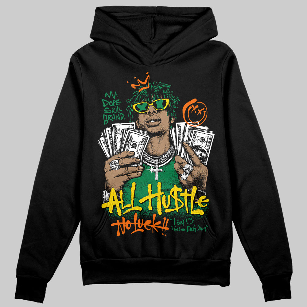 Green Sneakers DopeSkill Hoodie All Hustle No Luck Graphic Streetwear - Black