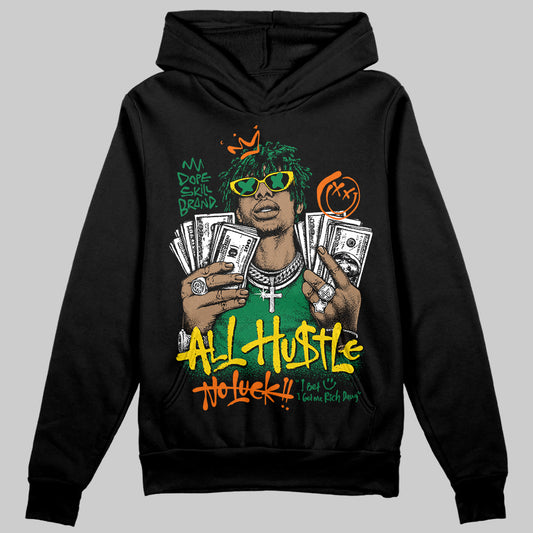 Green Sneakers DopeSkill Hoodie All Hustle No Luck Graphic Streetwear - Black