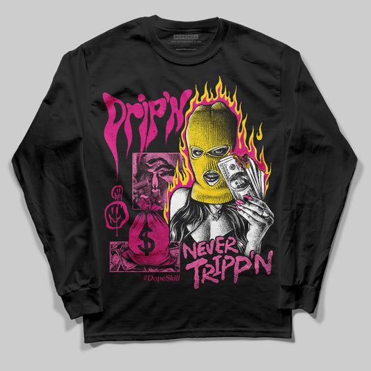 Rick Owens Pink Leather Low Sneakers DopeSkill Long Sleeve T-Shirt Drip'n Never Tripp'n Graphic Streetwear - Black