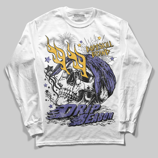 Jordan 4 Retro Lakers DopeSkill Long Sleeve T-Shirt Drip Season Graphic Streetwear - White