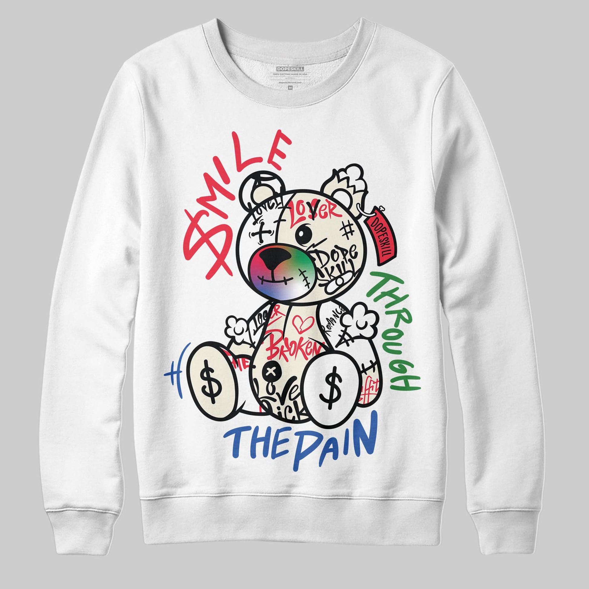 Jordan 11 Retro 285 Atlanta DopeSkill Sweatshirt Smile Through The Pain Graphic Streetwear - White
