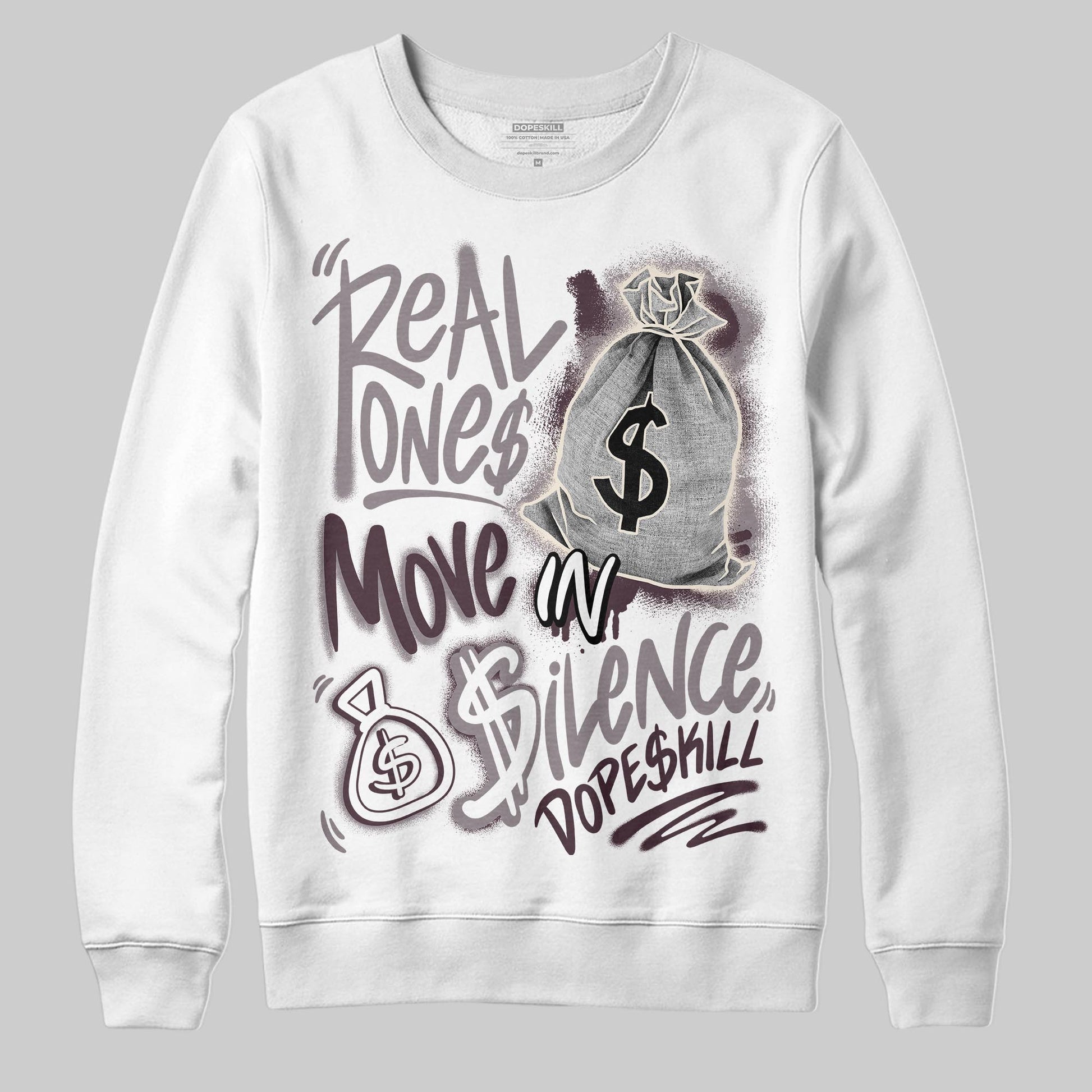 A Ma Maniére x Air Jordan 6 Retro “Smoky Mauve”⁠ DopeSkill Sweatshirt Real Ones Move In Silence Graphic Streetwear - White