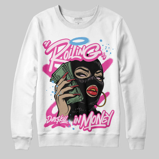 Pink Sneakers DopeSkill Sweatshirt Rolling in Money Graphic Streetwear - White