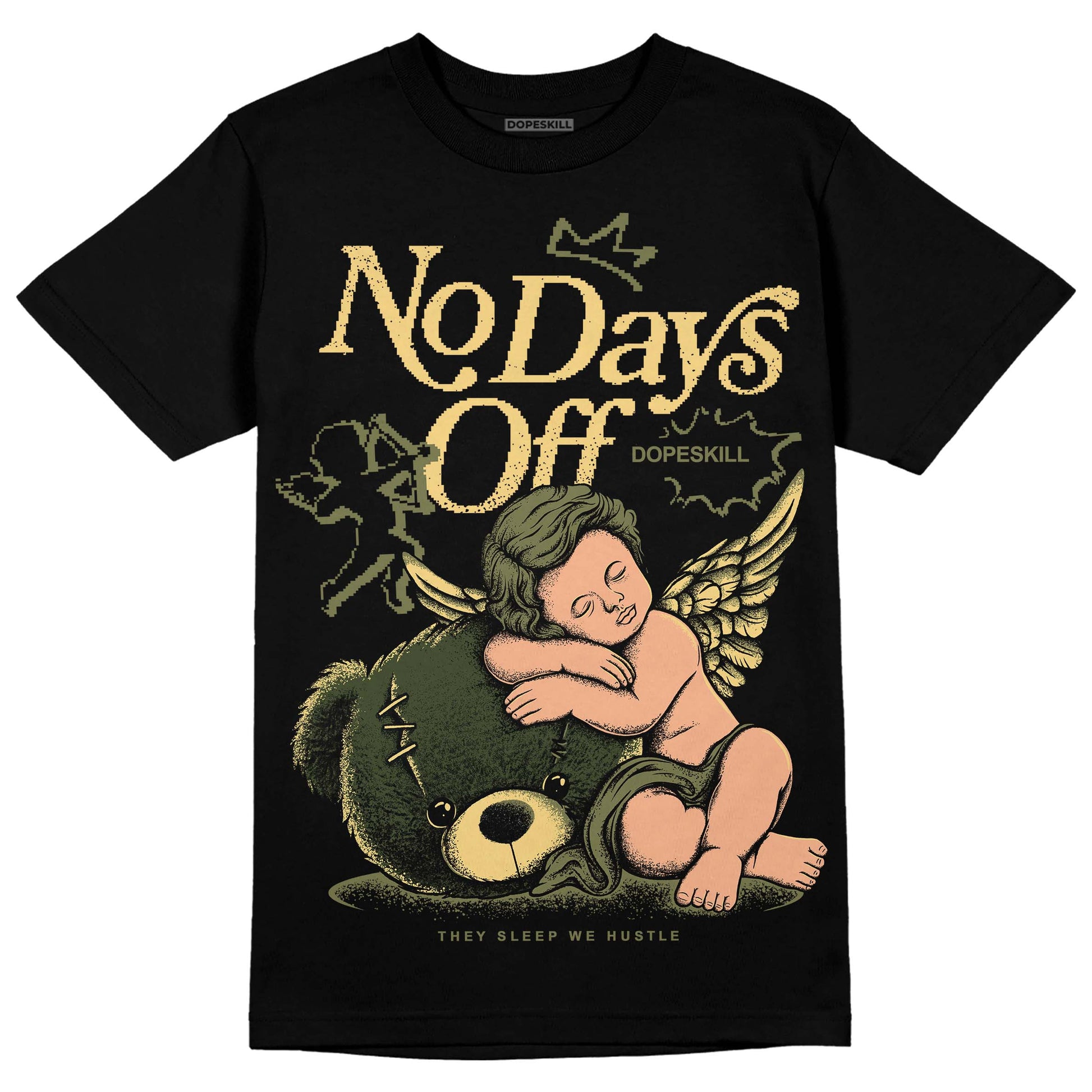 Jordan 4 Retro SE Craft Medium Olive DopeSkill T-Shirt New No Days Off Graphic Streetwear - Black