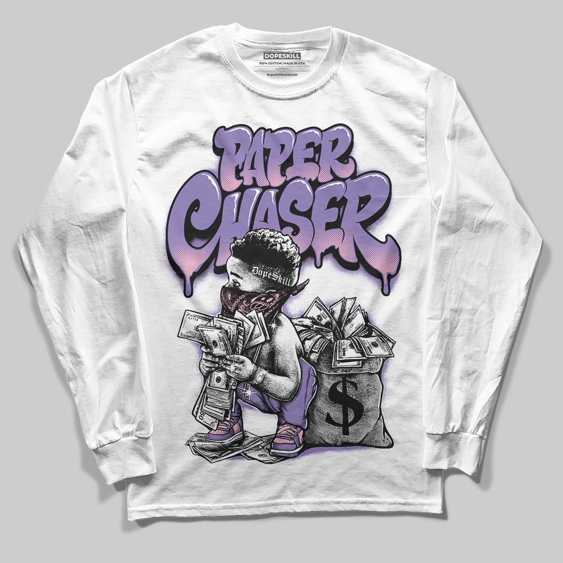 Jordan 11 "Mojave" DopeSkill Long Sleeve T-Shirt Paper Chaser Boy Graphic Streetwear - White 