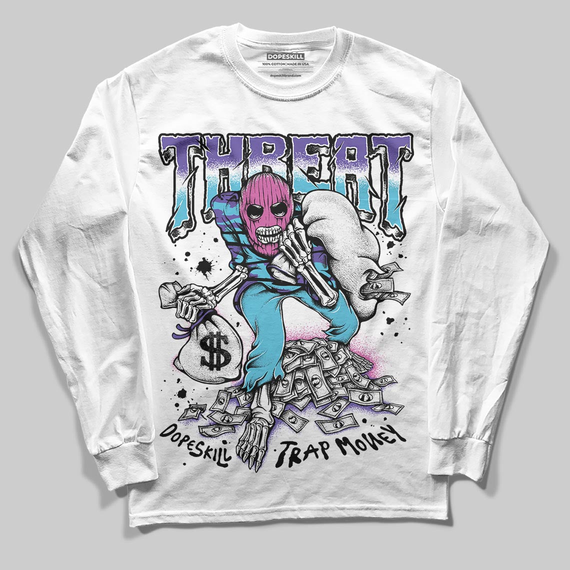 Jordan 8 Retro 'Aqua' 2025 DopeSkill Long Sleeve T-Shirt Threat Graphic Streetwear - White