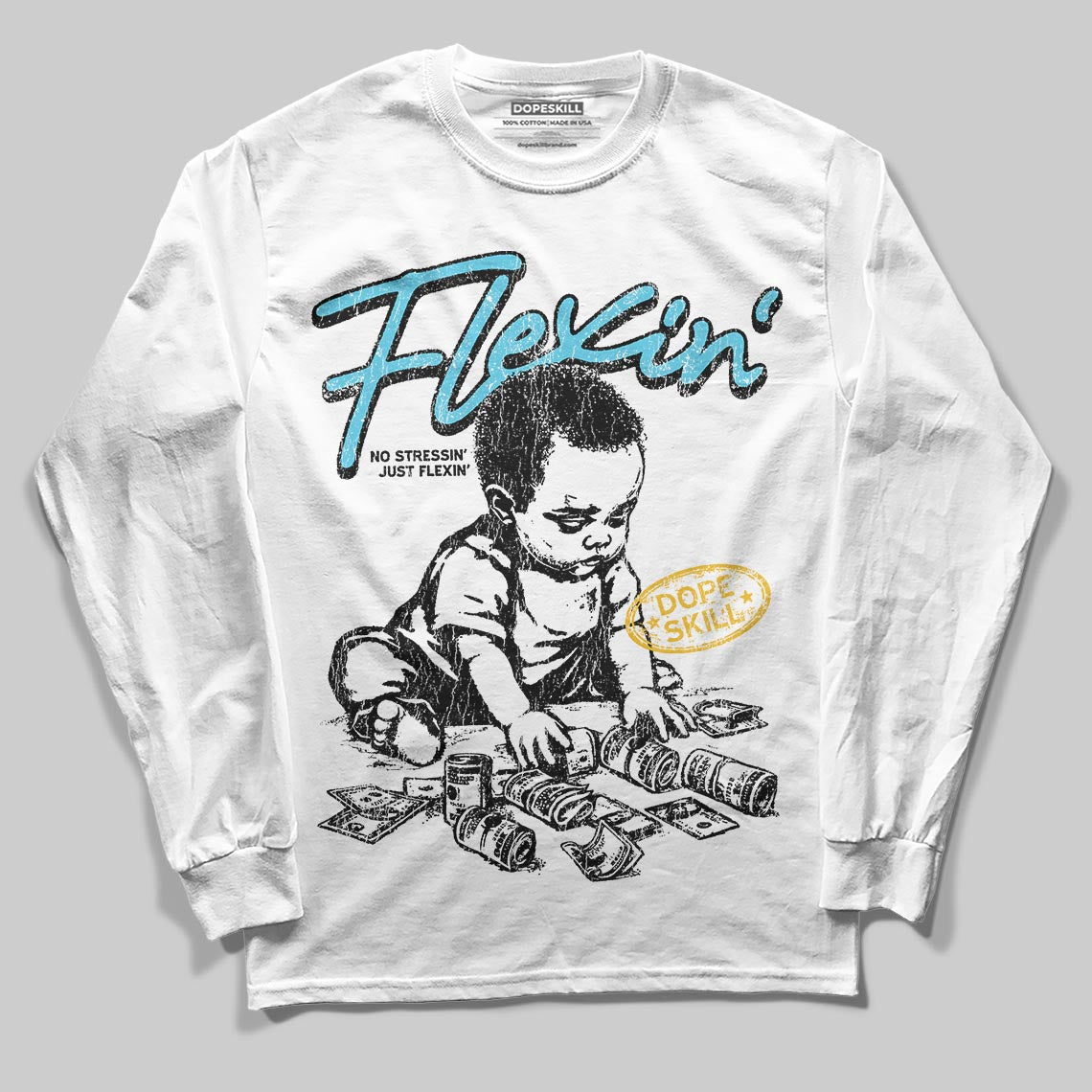 Jordan 11 Retro Gamma Blue (2025) DopeSkill Long Sleeve T-Shirt Flexin' Graphic Streetwear - White