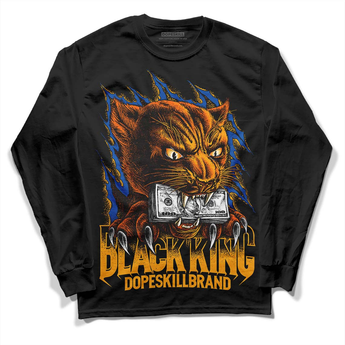 Dunk Blue Jay and University Gold DopeSkill Long Sleeve T-Shirt Black King Graphic Streetwear - Black