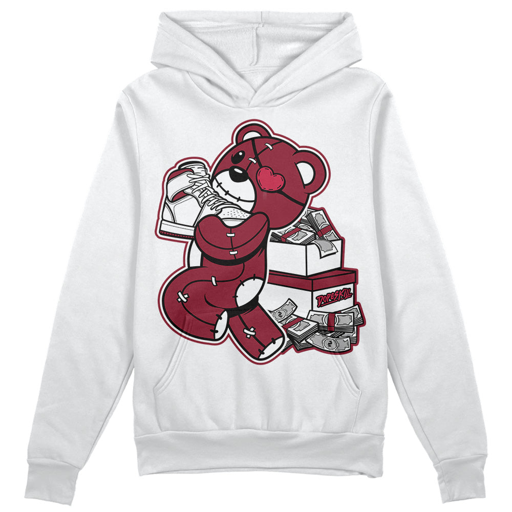 Jordan 1 Retro High '85 OG Metallic Burgundy DopeSkill Hoodie Sweatshirt Bear Steals Sneaker Graphic Streetwear - White