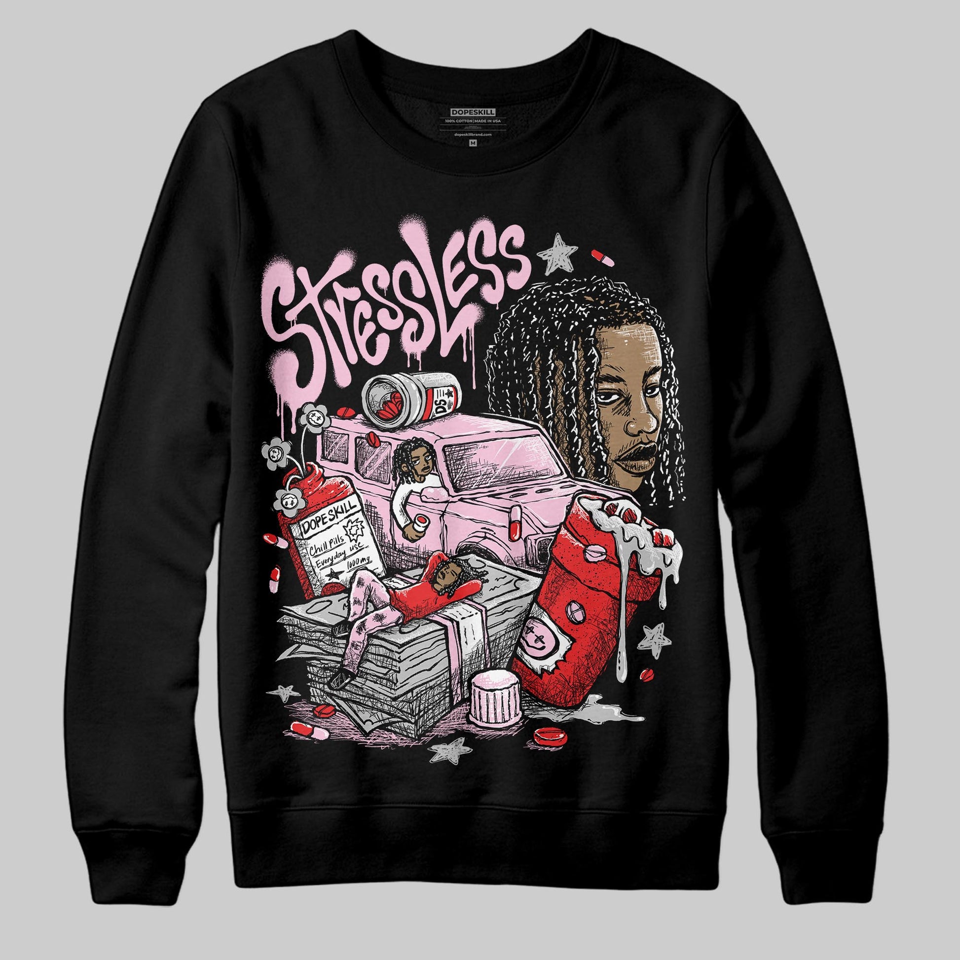 Awake NY x Air Jordan 5 Arctic Pink DopeSkill Sweatshirt Stressless Graphic Streetwear - Black