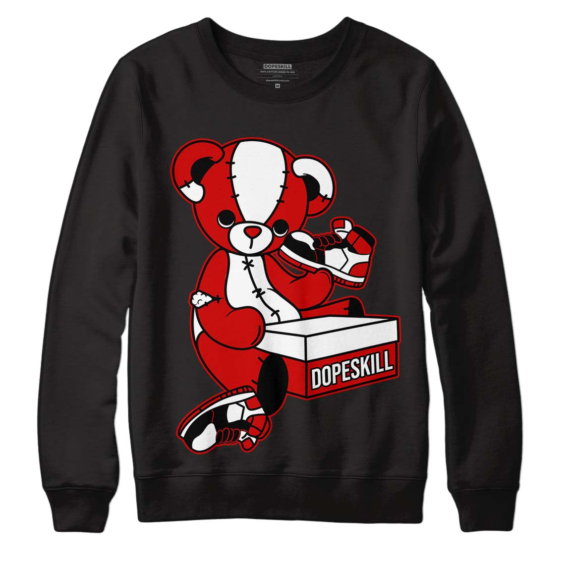 Jordan 1 Retro Low "Black Toe" DopeSkill Sweatshirt Sneakerhead BEAR Graphic Streetwear - Black