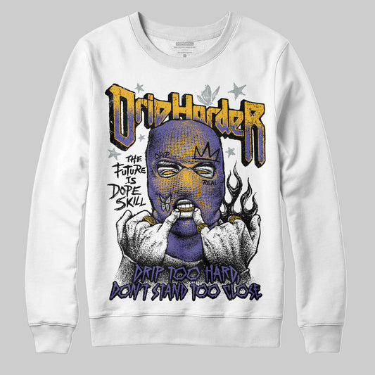 Jordan 4 Retro Lakers DopeSkill Sweatshirt Drip Harder Graphic Streetwear - White 