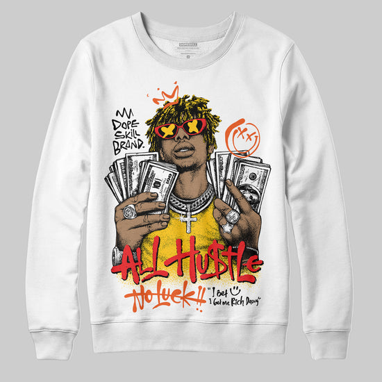 Yellow Sneakers DopeSkill Sweatshirt All Hustle No Luck Graphic Streetwear - White