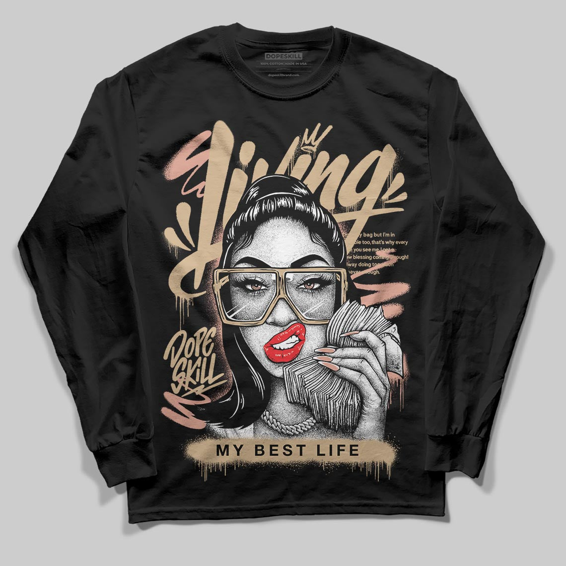 TAN Sneakers DopeSkill Long Sleeve T-Shirt Living My Best Life Graphic Streetwear - black