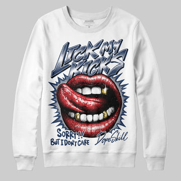 Jordan 4 SB “Summit White/Navy” DopeSkill Sweatshirt Lick My Kicks Graphic Streetwear - White