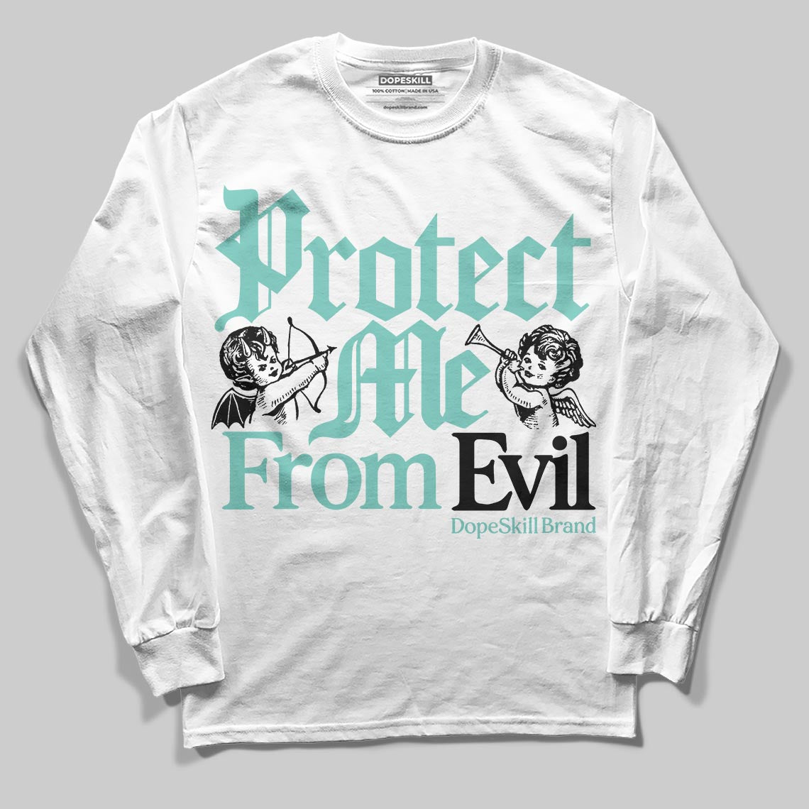 Jordan 11 Low "Igloo" DopeSkill Long Sleeve T-Shirt Protect Me From Evil Graphic Streetwear - White
