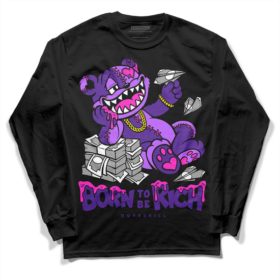 PURPLE Sneakers DopeSkill Long Sleeve T-Shirt Born To Be Rich Graphic Streetwear - Black