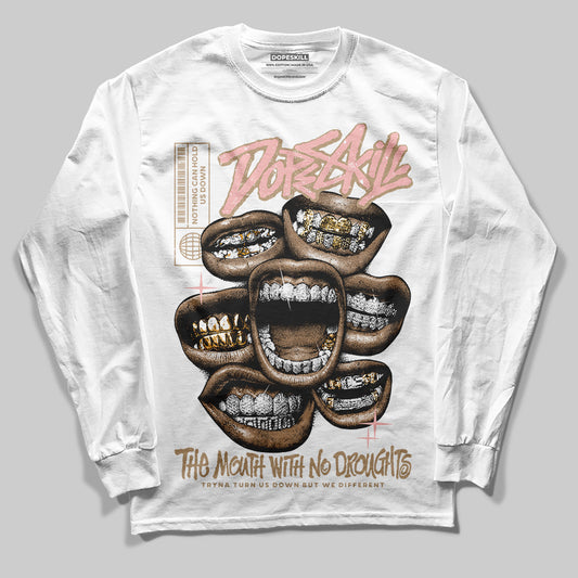 Nike Air Force 1 Low Canvas “Linen” DopeSkill Long Sleeve T-Shirt The Mouth With No Droughts Graphic Streetwear - White