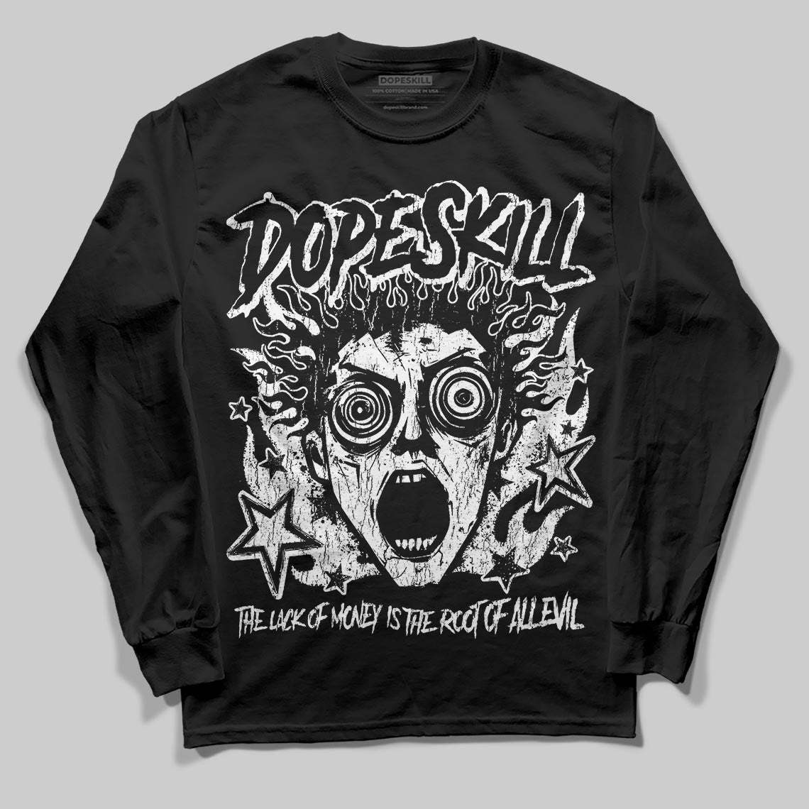 Black and White Sneakers DopeSkill Long Sleeve T-Shirt Root of Evil Graphic Streetwear - black