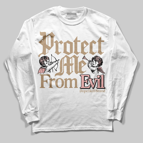 Nike Air Force 1 Low Canvas “Linen” DopeSkill Long Sleeve T-Shirt Protect Me From Evil Graphic Streetwear - White