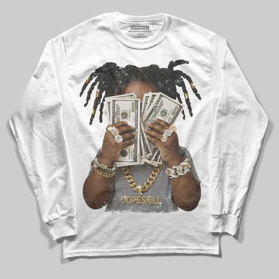 Jordan 5 Retro Wolf Grey (2026) DopeSkill Long Sleeve T-Shirt Rich Youth Graphic Streetwear - White