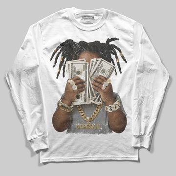 Jordan 5 Retro Wolf Grey (2026) DopeSkill Long Sleeve T-Shirt Rich Youth Graphic Streetwear - White