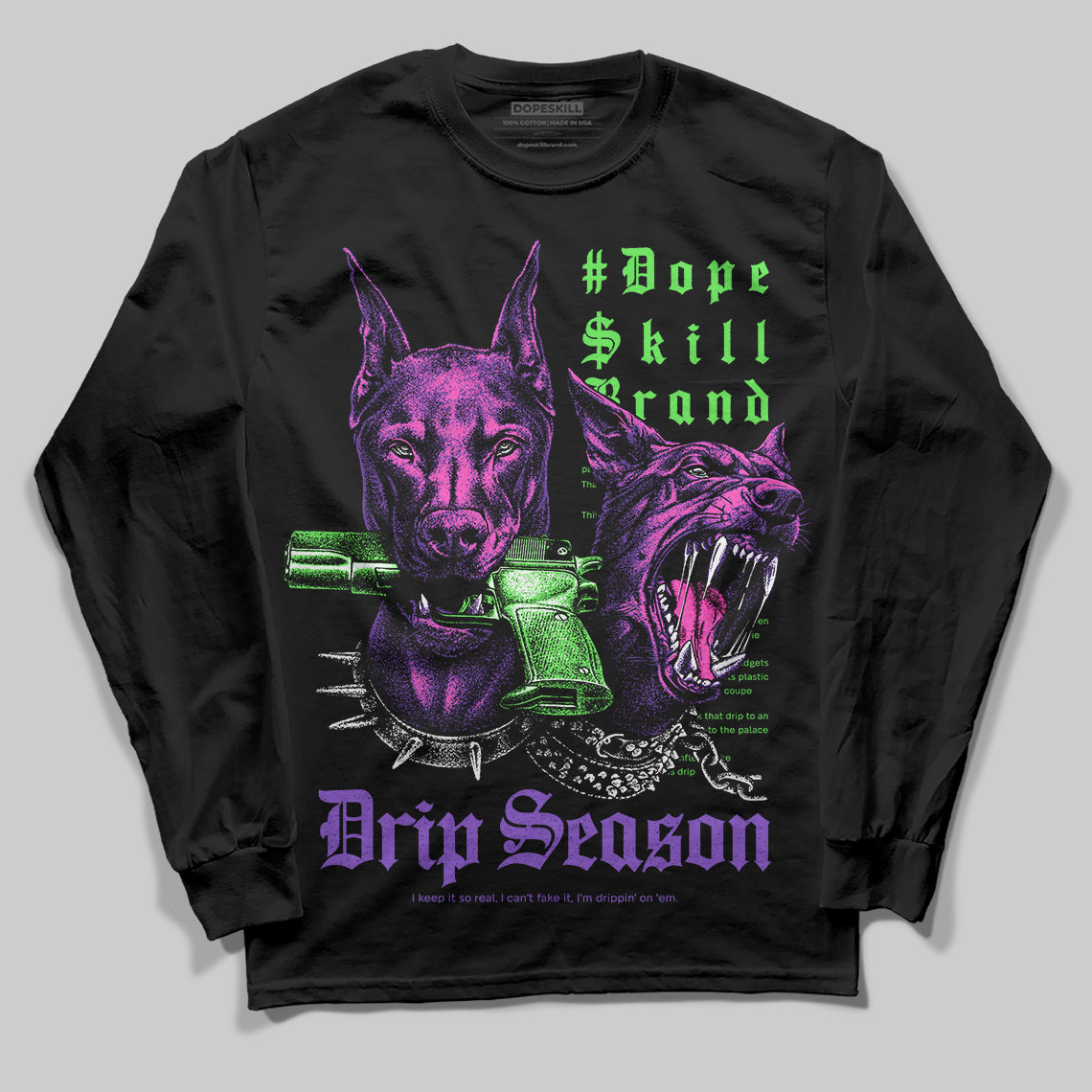 PURPLE Sneakers DopeSkill Long Sleeve T-Shirt New Drip Season Graphic Streetwear  - Black