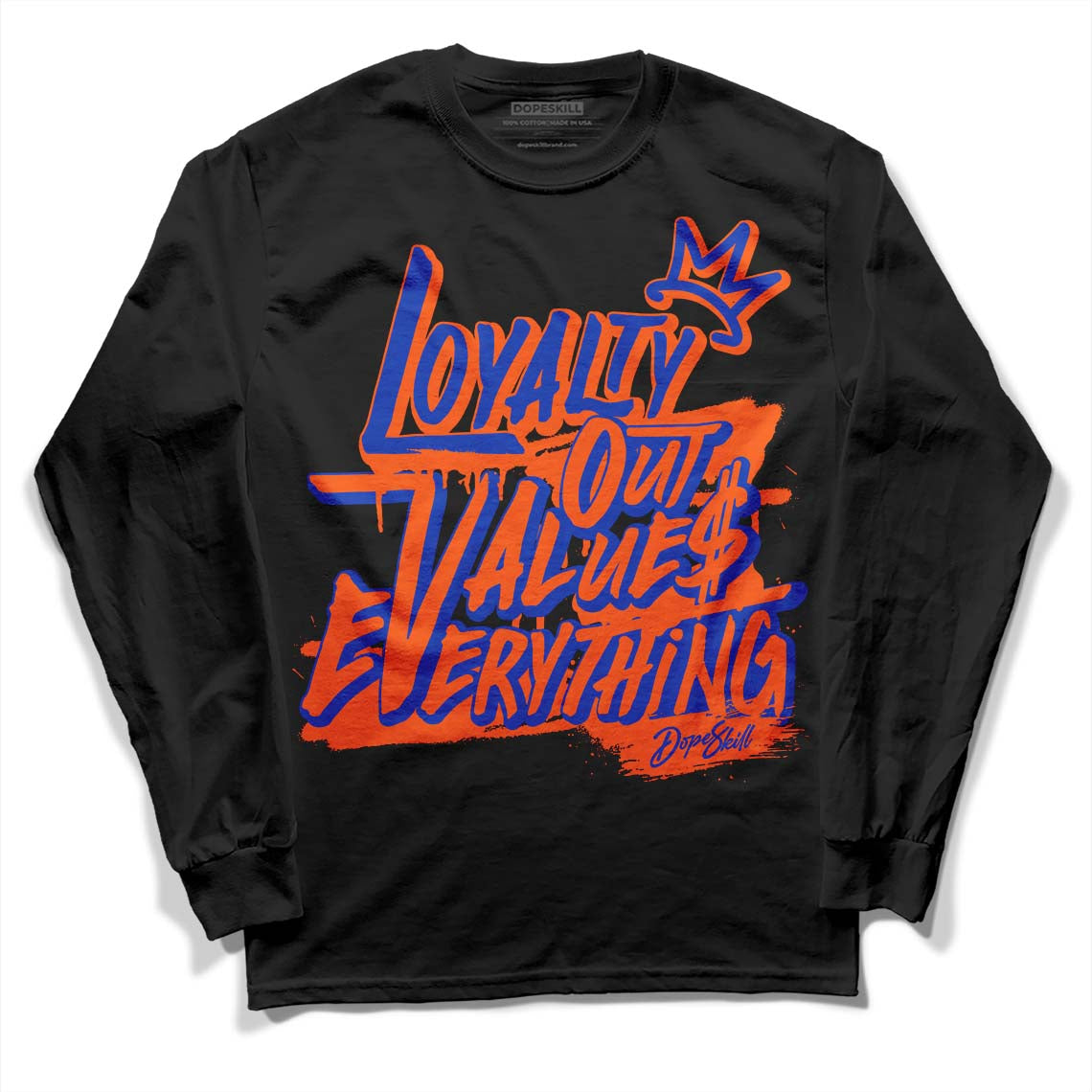 Dunk Low Futura Orange Blaze DopeSkill Long Sleeve T-Shirt LOVE Graphic Streetwear - Black