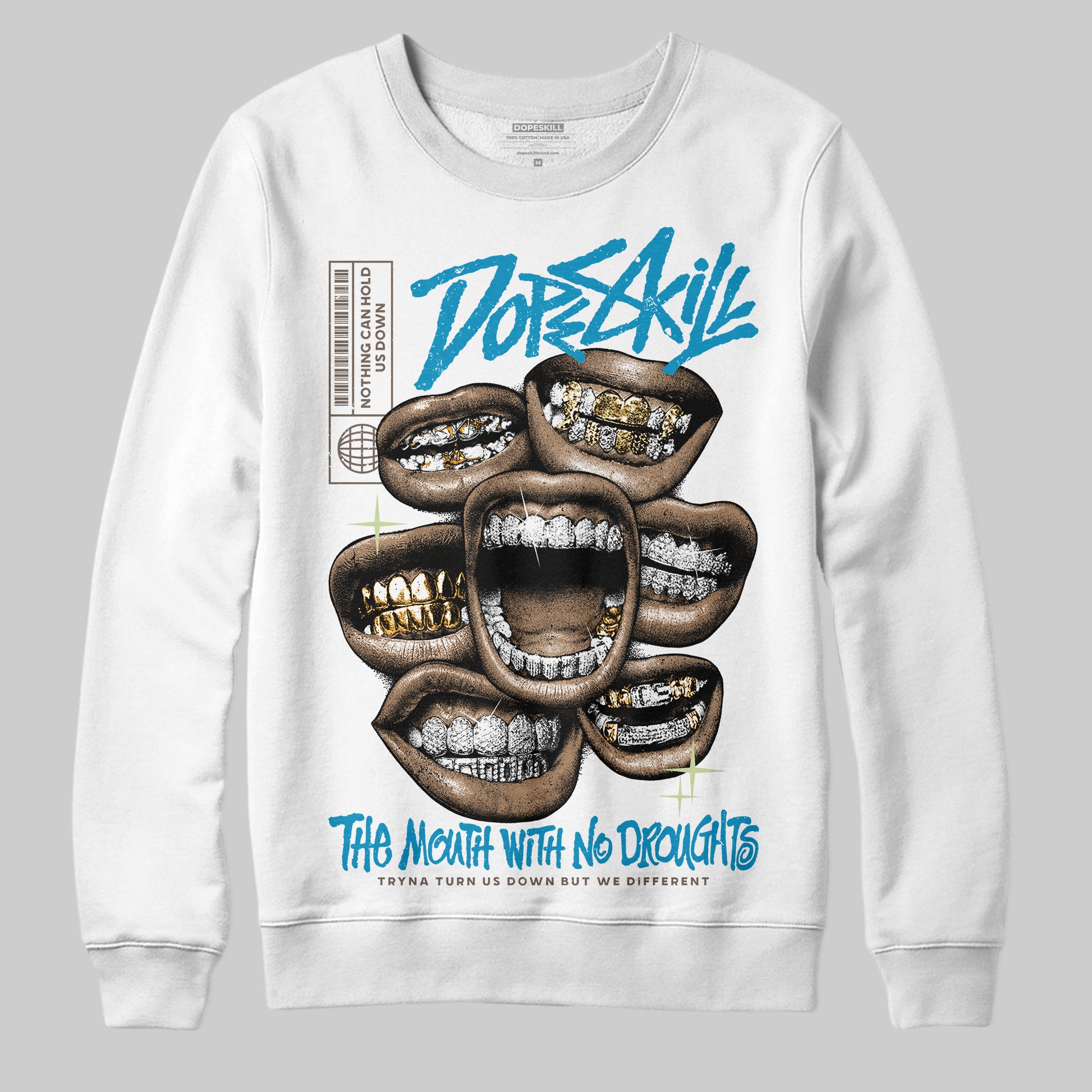 Jordan 3 GS “We Outside” DopeSkill Sweatshirt The Mouth With No Droughts Graphic Streetwear - White