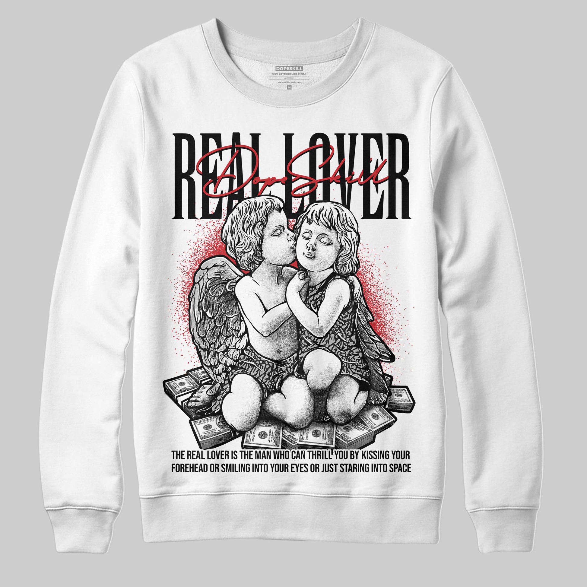 Jordan 3 OG “Black Cement” DopeSkill Sweatshirt Real Lover Graphic Streetwear - White