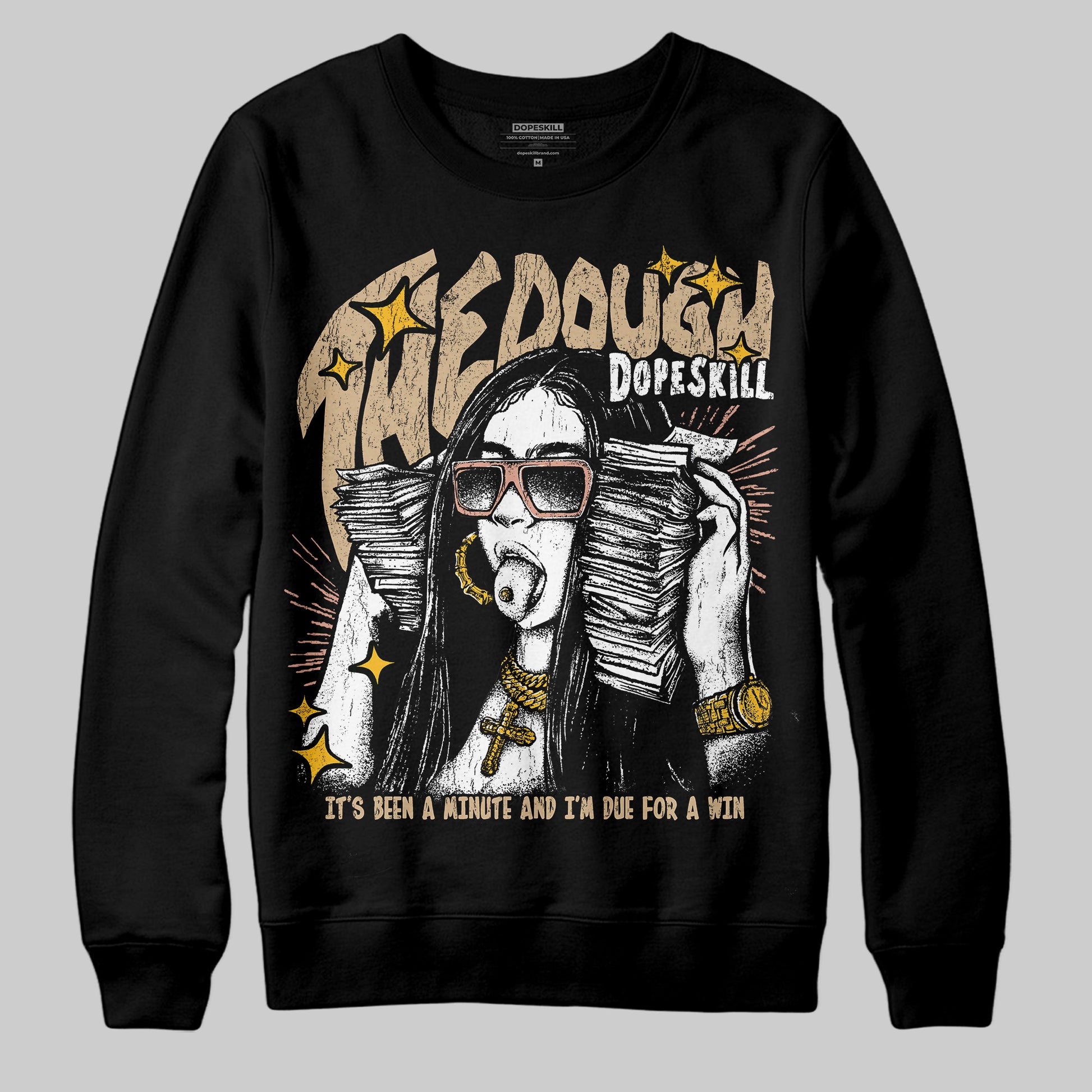 TAN Sneakers DopeSkill Sweatshirt The Dough Graphic Streetwear - Black