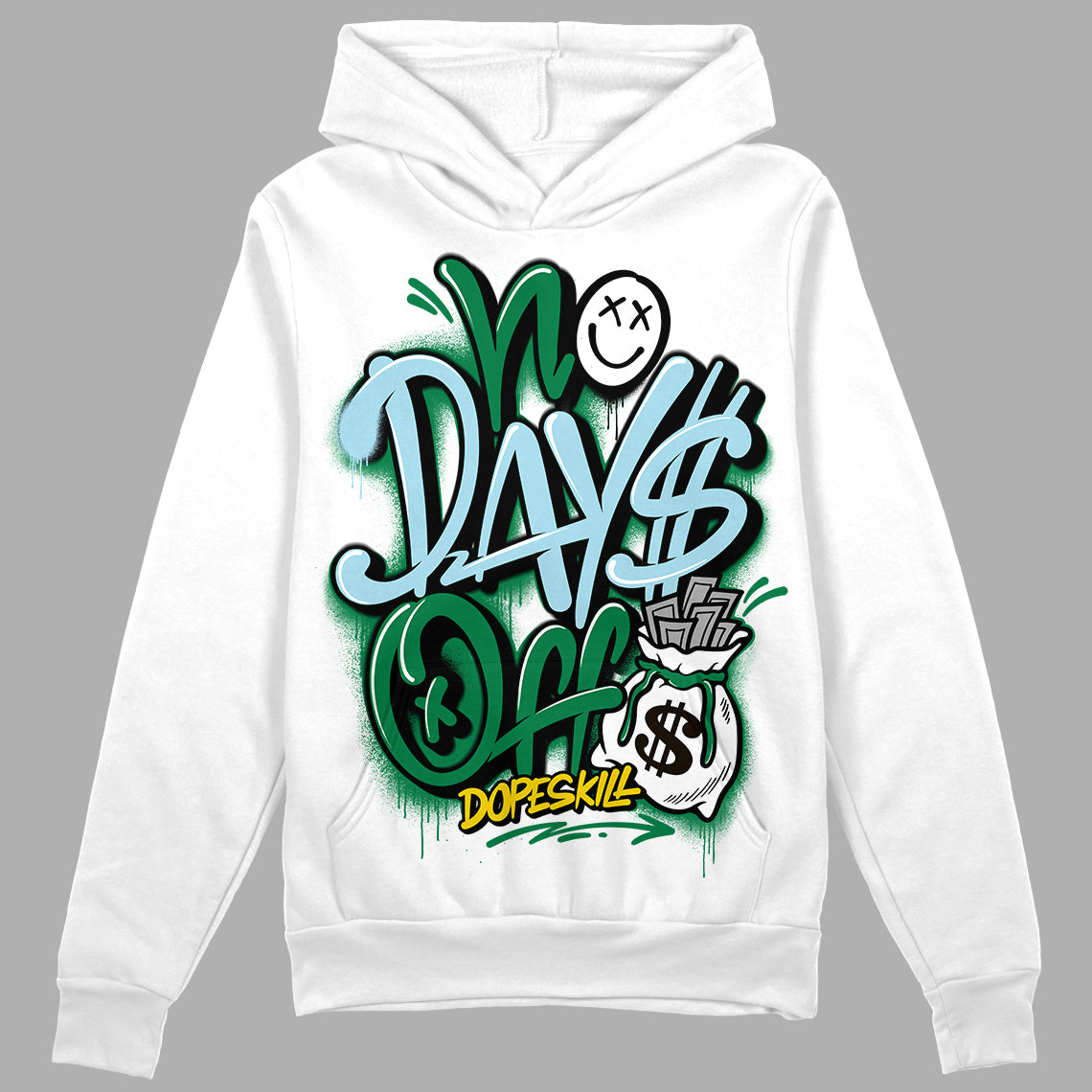 Jordan 5 “Lucky Green” DopeSkill Hoodie Sweatshirt No Days Off Graphic Streetwear - White