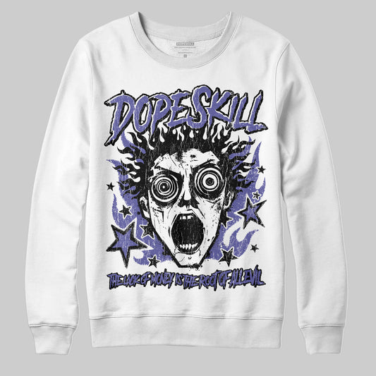 Jordan 4 Retro Lakers DopeSkill Sweatshirt Root of Evil Graphic Streetwear - White