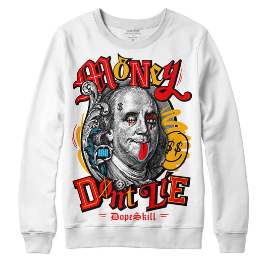 Red Sneakers DopeSkill Sweatshirt Money Don't Lie Graphic Streetwear - White 